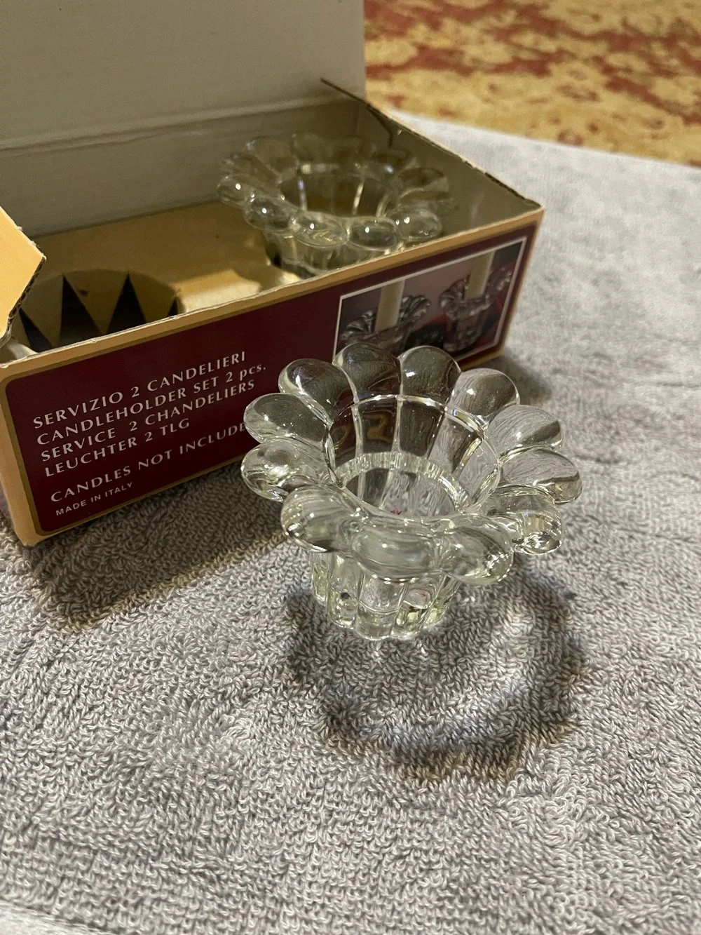 Vintage Clear Crystal Borgonovo Queen  Candleholder Set - 2 pcs - Italy 🇮🇹